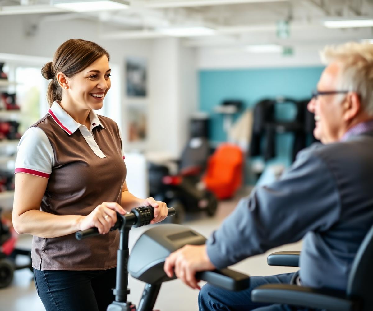 A Capitol Mobility advisor delivering and showing a mobility scooter to a customer